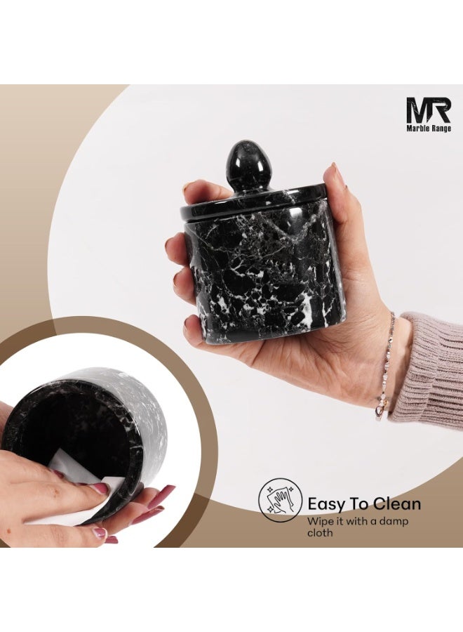 MARBLE RANGE Handmade Black Marble Salt Cellar 4 Inch with Lid & Tray, Set of 2 Seasoning & Spice Jars, Salt Container & Sugar Bowl for Kitchen Countertop, Perfect for Dining, Home, or Gift - Image 5